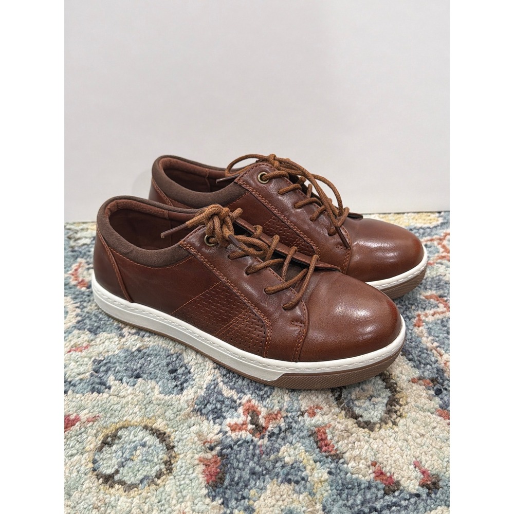 Hawkwell Oxford Sneaker Boys Size 13 Brown Faux Leather Casual Preppy EUC